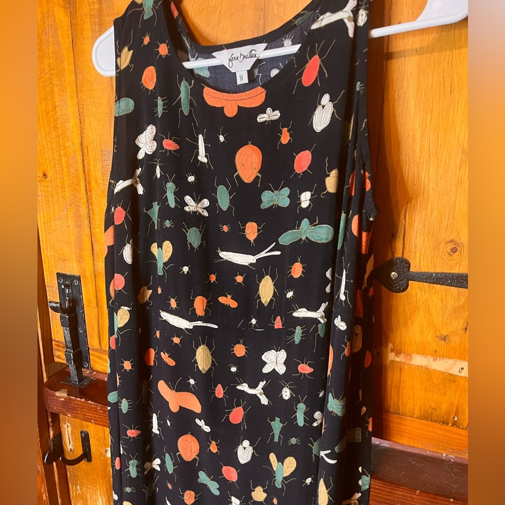 Vintage Fern Bratten Maxi Dress Bug Print Summer Vacation Dress 1X / XL